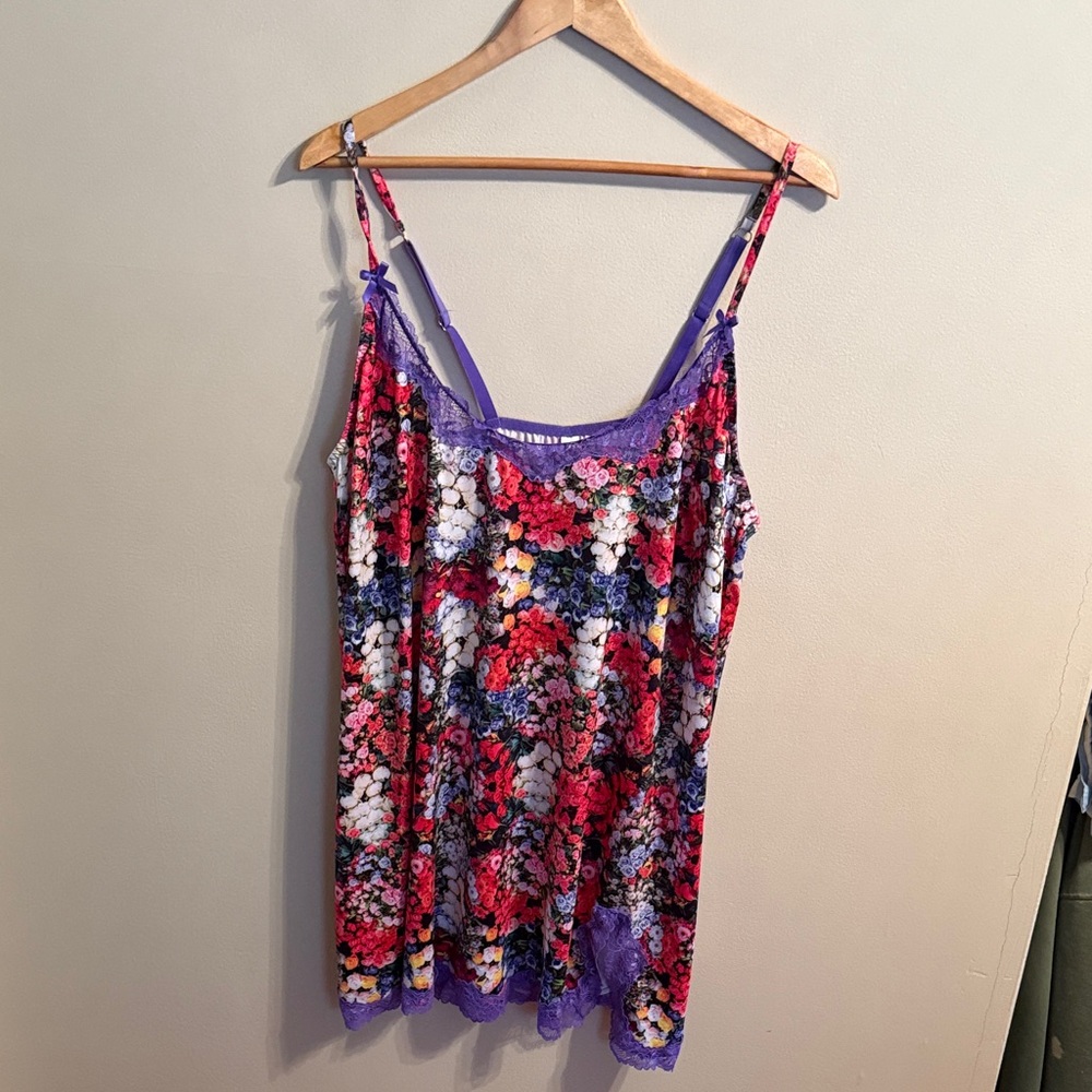 CACIQUE Floral Lace Trim Cami
